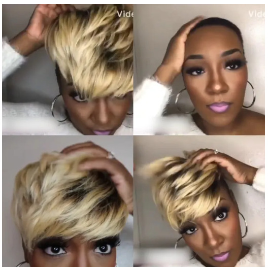 Peluca de pelo degradado europeo y americano pelucas de las mujeres africanas mano enrollamiento palo mullido fibra química alta temperatura seda peluca cabeza cubierta