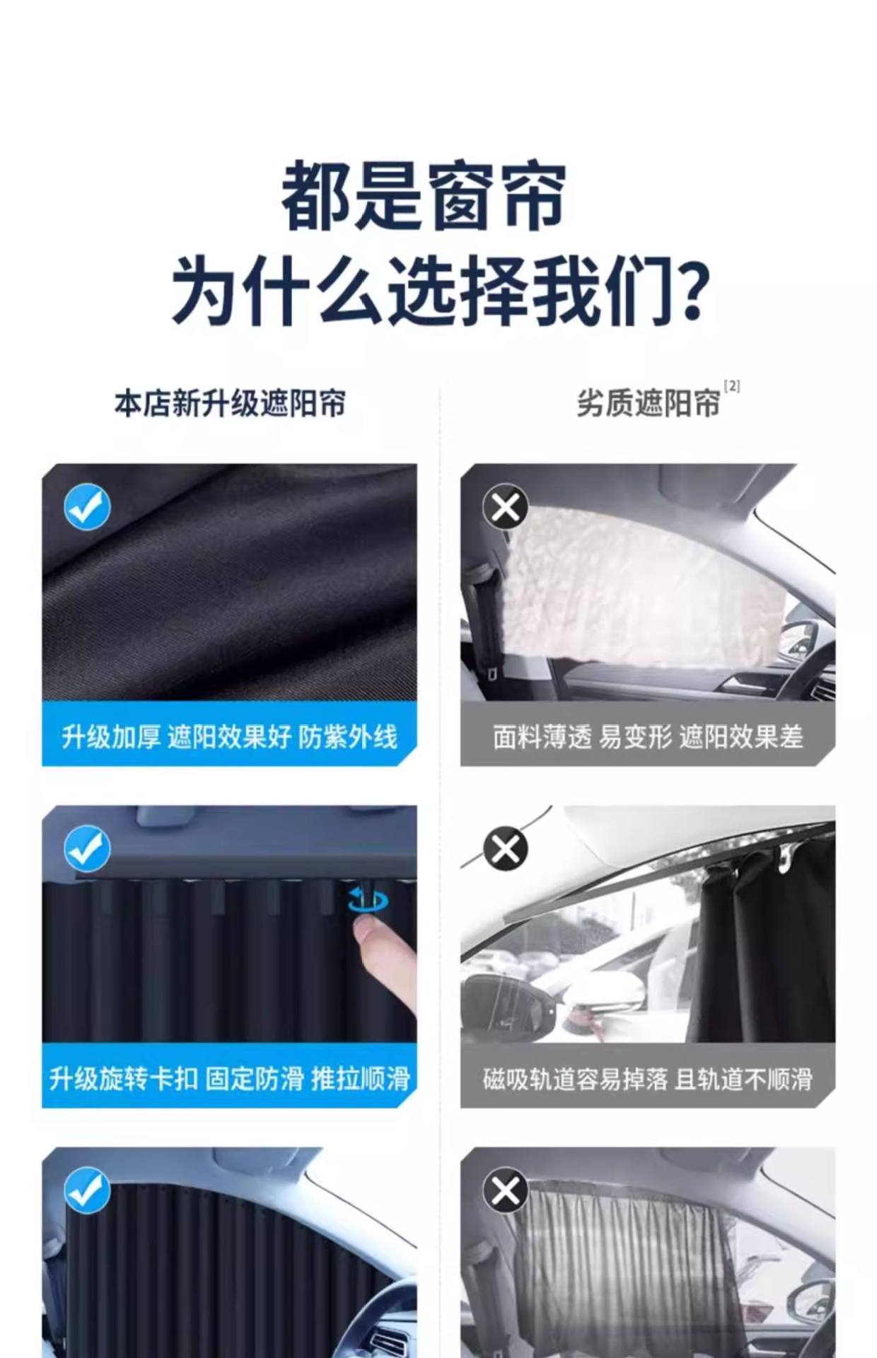 Car Sunshade Curtain, Sliding Rail Type Car Curtain, Baby Car Window Curtain, Sun Protection and Heat Insulation Curtain, Track-Type Blackout Curtain, Binguo