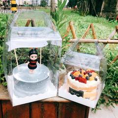 T9J5新品 透明蛋糕盒 透明提手蛋糕盒 4寸裸蛋糕盒 4寸高款蛋糕盒