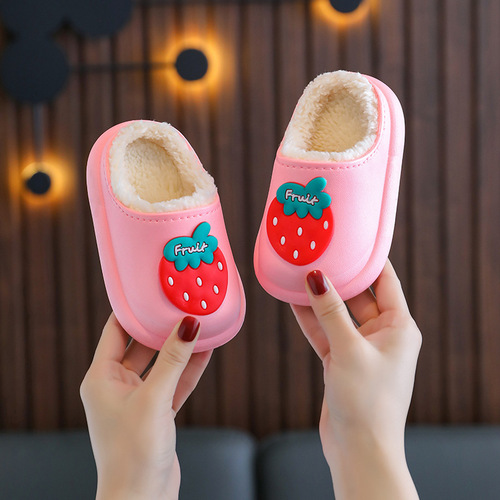 Autumn and winter children's cotton slippers bag with cartoon cute middle-aged and older children's home use boys and girls baby cotton shoes