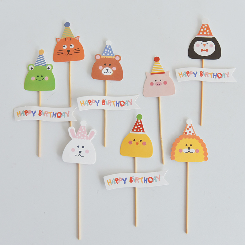 Fiesta vela de cumpleaños insert pastel decoración ins viento lindo sombrero osos sonrientes creativos dibujos animados para niños