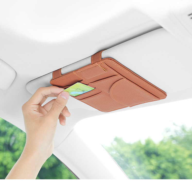 Car sun visor storage multifunctional car glasses holder car supplies complete bill card holder storage bag