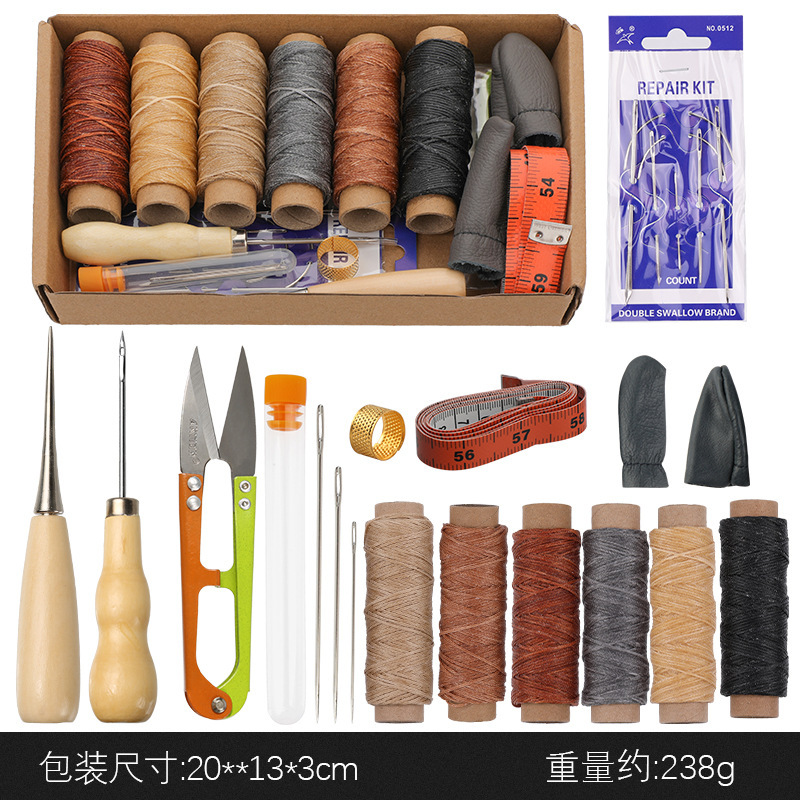 越境で人気の革細工用具、手縫いセット、DIY縫製針とワックス糸の組み合わせセット|undefined