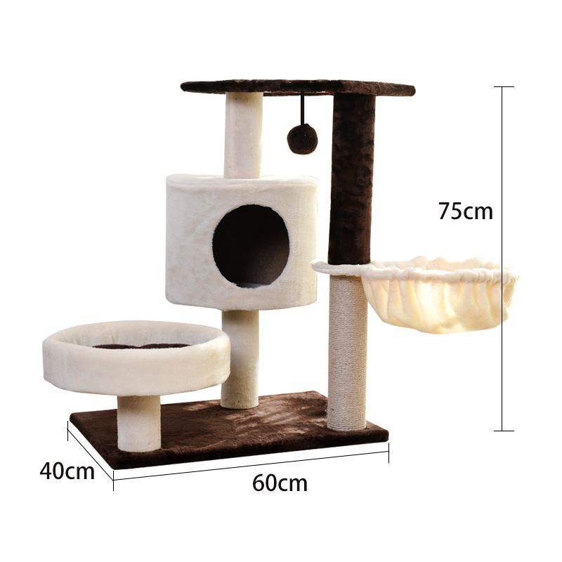 Marco de escalada para gatos de franela pequeña con plataforma, nido para gatos, columna de agarre de sisal, descuento de bajo precio, venta directa de fábrica, marco de escalada para gatos de juguete para gatos