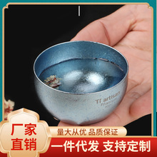 BVS7钛工匠户外纯钛双层小茶杯冰花钛酒杯彩钛茶碗茶具主人杯水杯