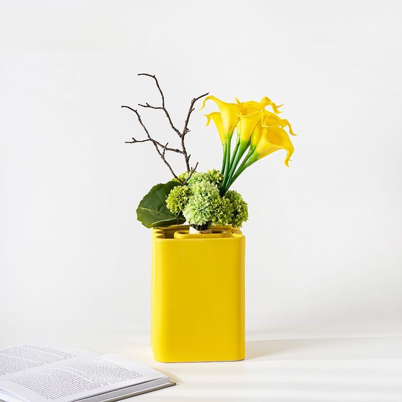 Estilo nórdico arte cerámica Morandi florero colorido creativo salón comedor flor seca arreglo de flores TV decoración del gabinete