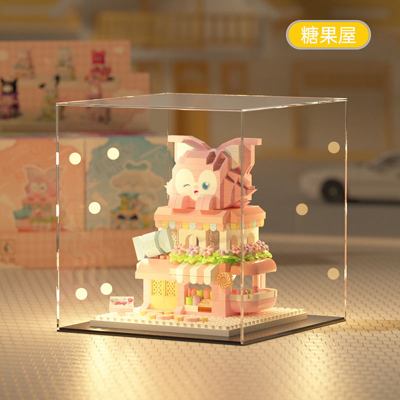 Compatible Le Strawberry Bear High Cartoon Doll Building Street View Blocks Jugues de puzzle para niños Decoraciones Regalos para chicas