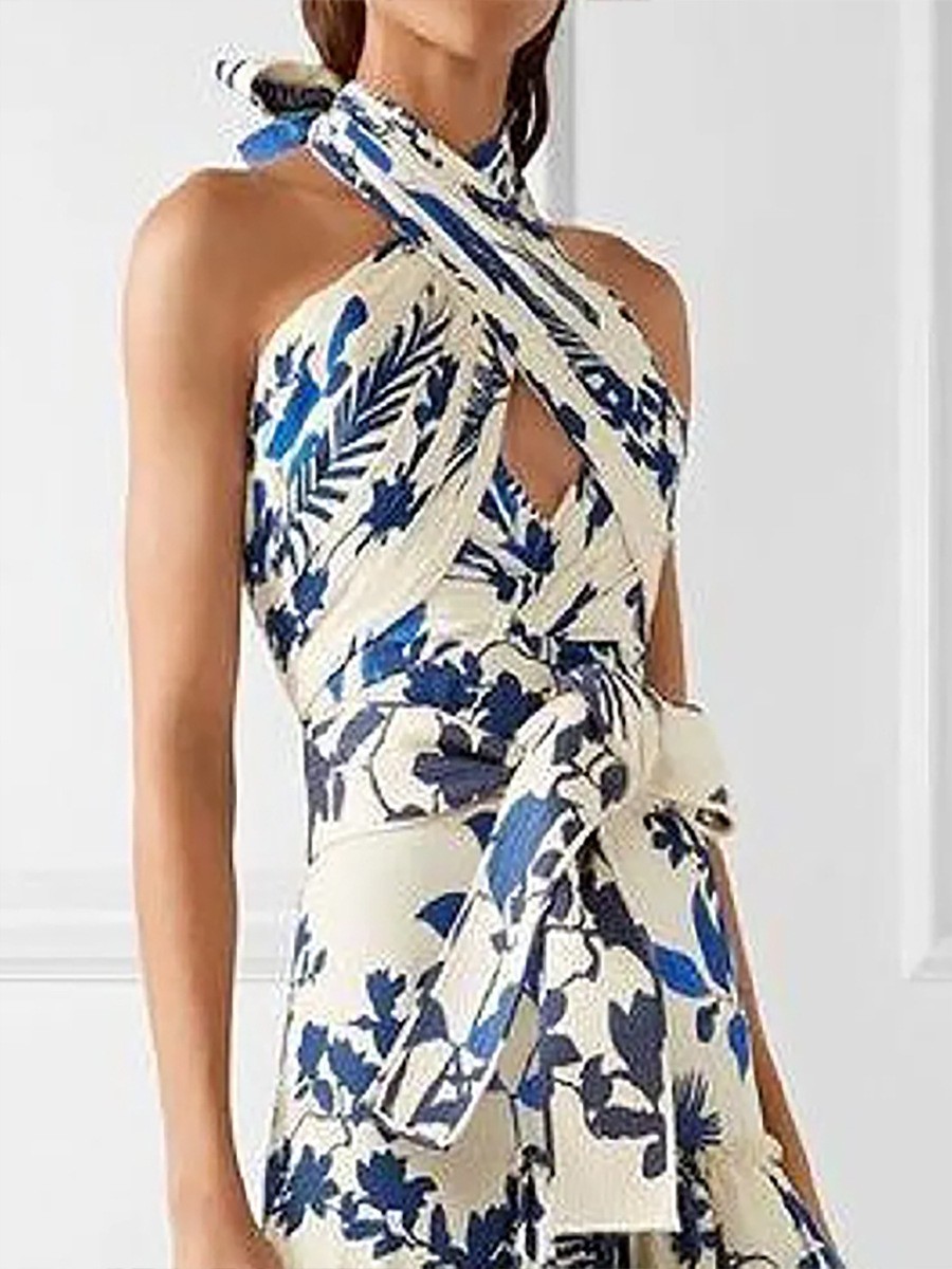 2025 verano transfronterizo europeo y americano nuevo estilo bohemio estilo turístico falda de tiras Lolita vestido estampado