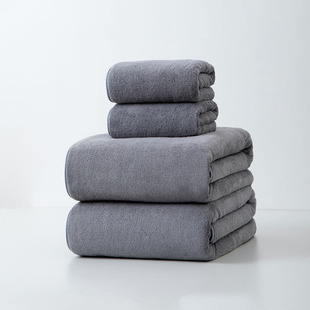 Cross-Border Coral Velvet Towel and Bath Towel Two-Piece Set Soft and Absorbent Adult Plain Beauty Salon Hair Drying Towel Business Towel