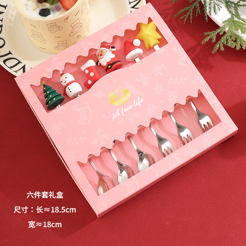 国境を越えた対外貿易304ステンレスクリスマス公仔フォークスプーンセットコーヒーもちスイーツ漫画ギフトボックス食器|undefined