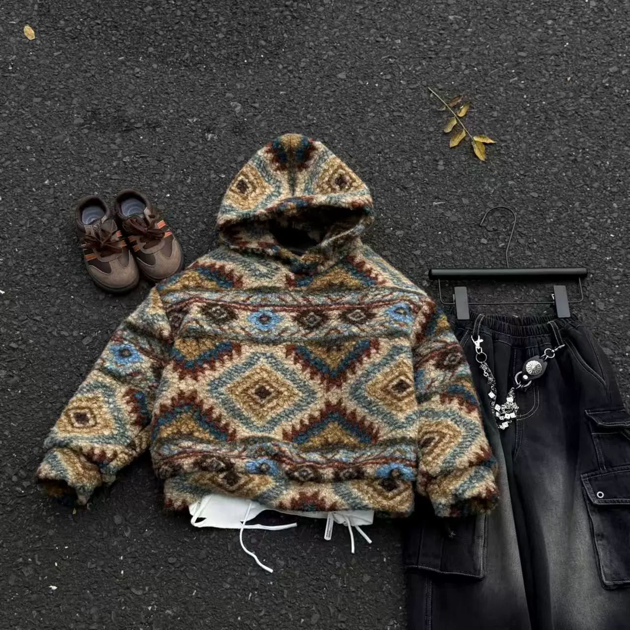 男童冬季卫衣外套2025新款费尔岛儿童加绒加厚毛毛衣百搭洋气上衣