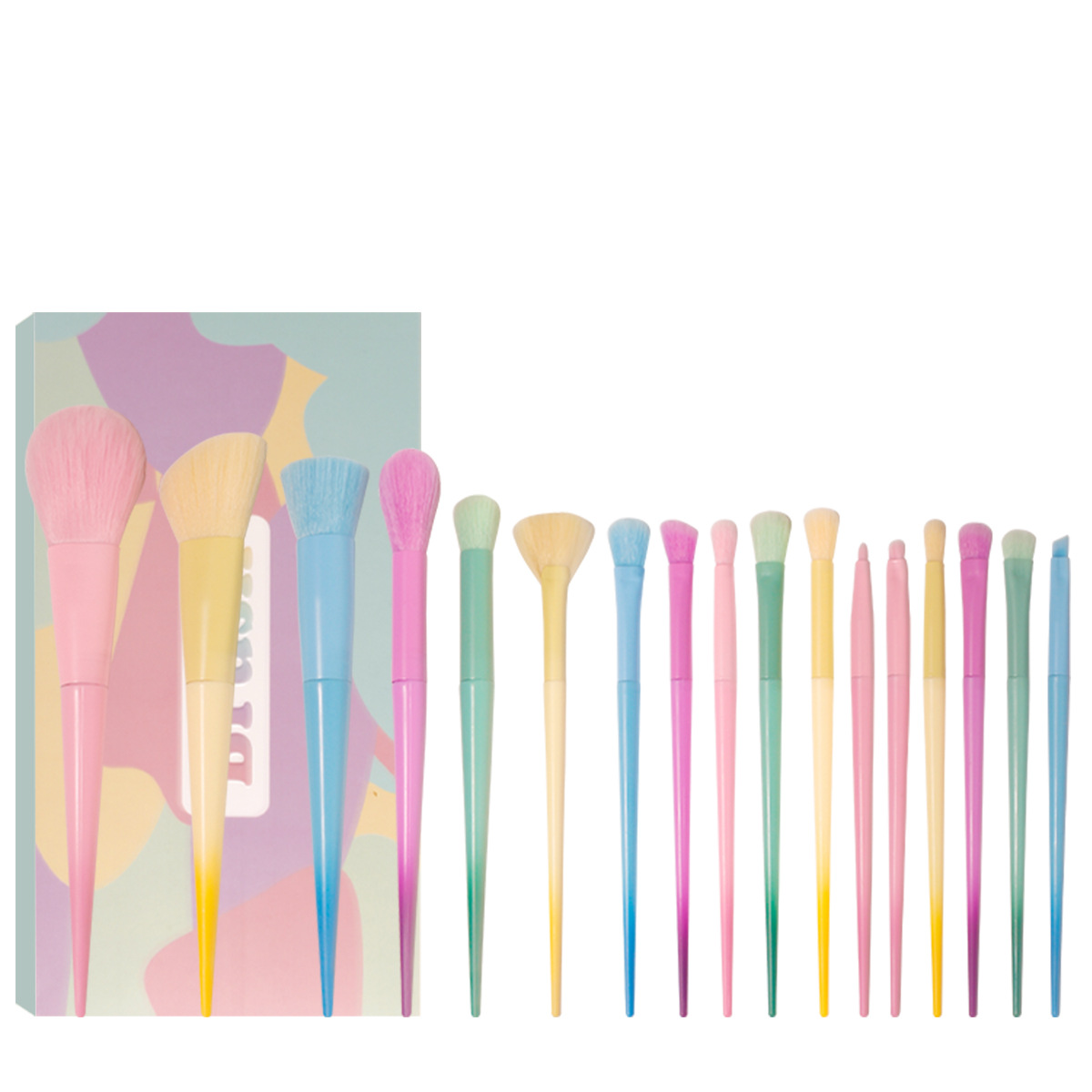 Juego de 17 brochas de maquillaje de colores macaron, venta directa de fábrica, nuevas brochas de maquillaje de colores dulces para comercio transfronterizo