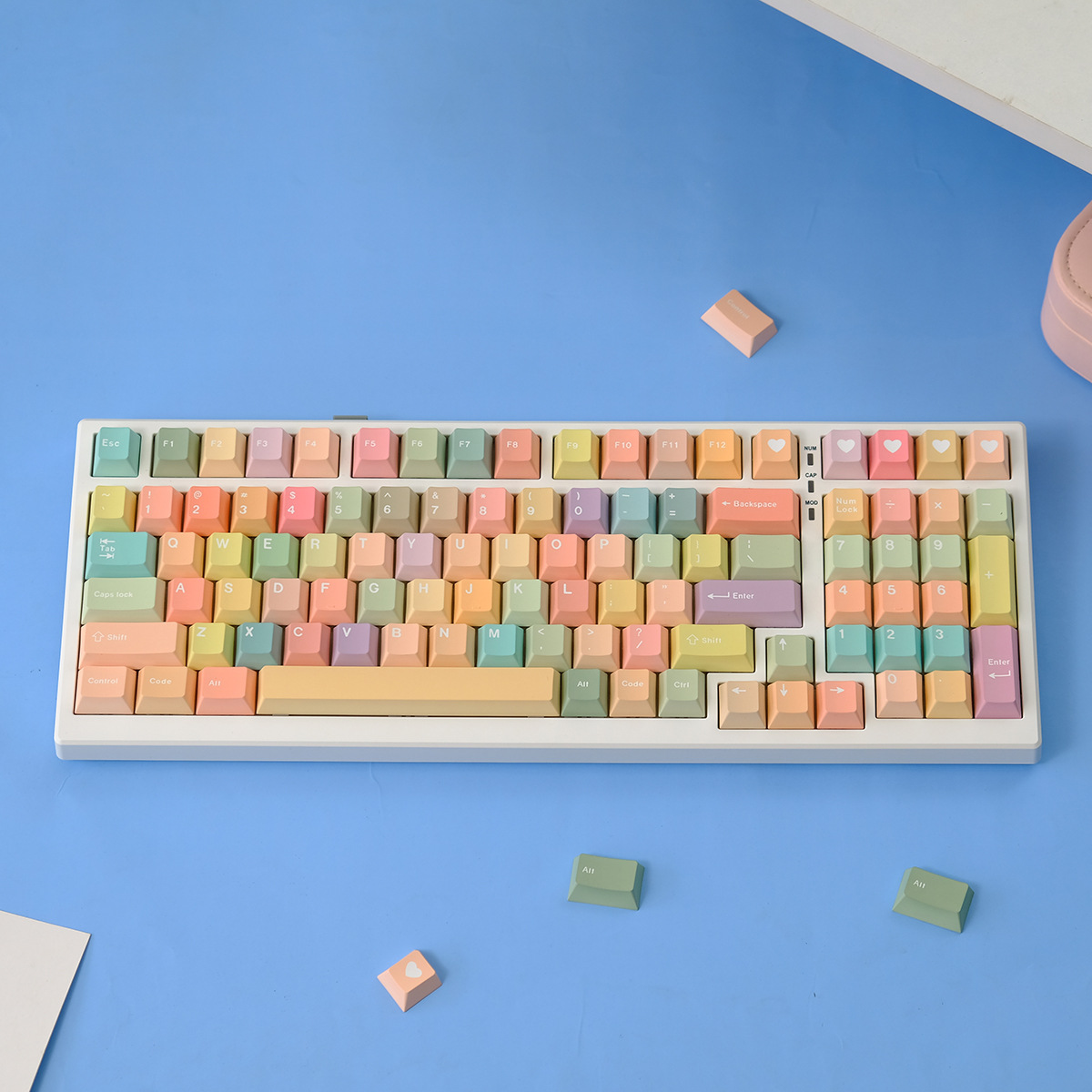 2446 caramelo sublimación térmica 5 lados tapa de teclado mecánica tapa de teclado PBT tapa de teclado transferencia térmica