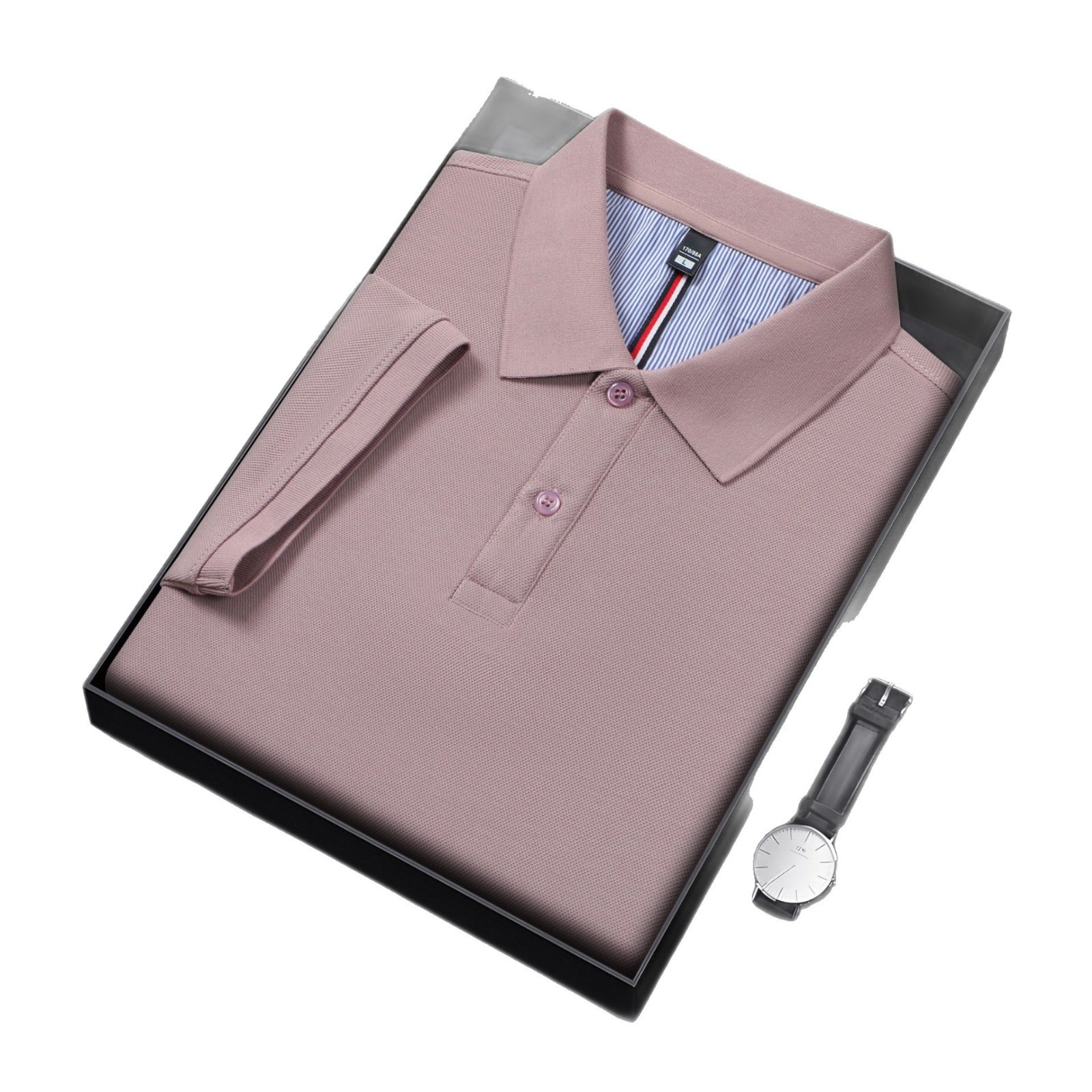 Verano pesado frío y transpirable 7A antibacteriano 65 algodón gran solapa de cuentas en vivo camisa POLO caliente camiseta de manga corta