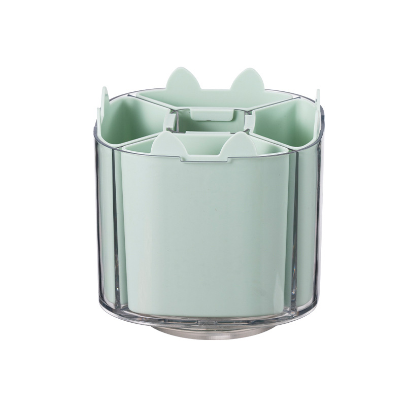 Caja de almacenamiento, portalápices de cuadrícula dividida, brochas de maquillaje para estudiantes de alto valor giratorias, caja de almacenamiento de escritorio de cuadrícula dividida de gran capacidad de plástico