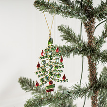 現代亞克力聖誕吊飾紅色插枝綠色寶石聖誕樹掛件聖誕節禮物