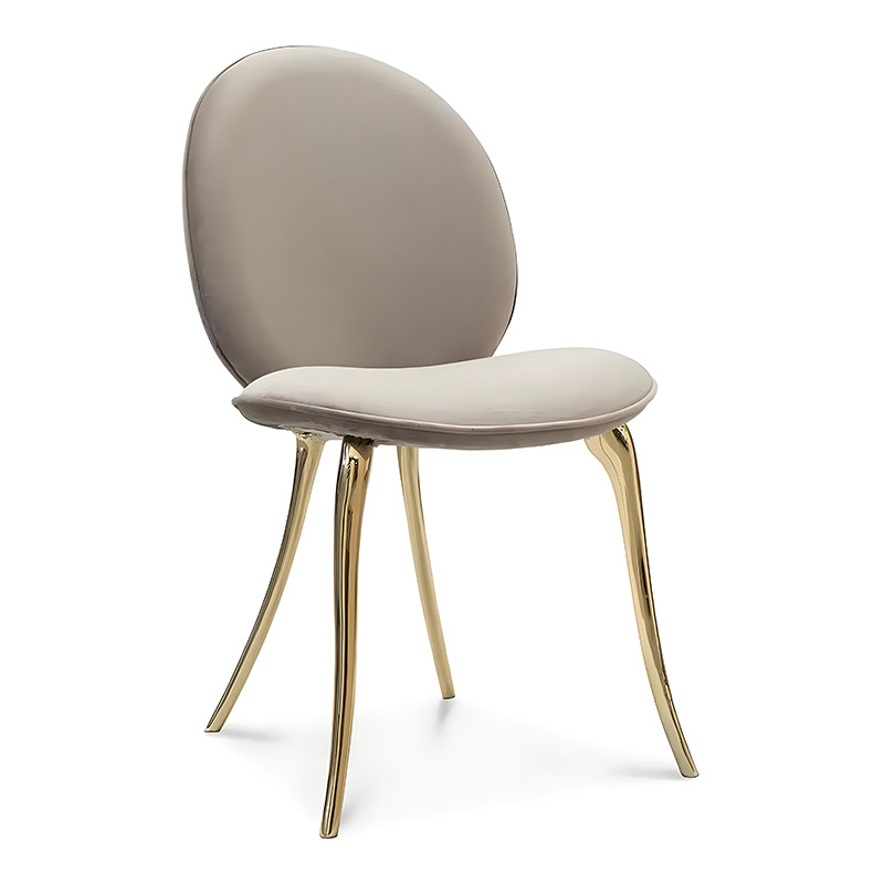 Italian light luxury pure copper dining chair designer model living room villa high-end custom metal lion head backrest reception chair