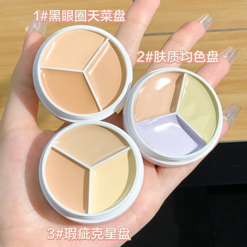 xixi net muscle holding makeup tricolor concealer face covering spots face acne marks tear groove dark circles D-457