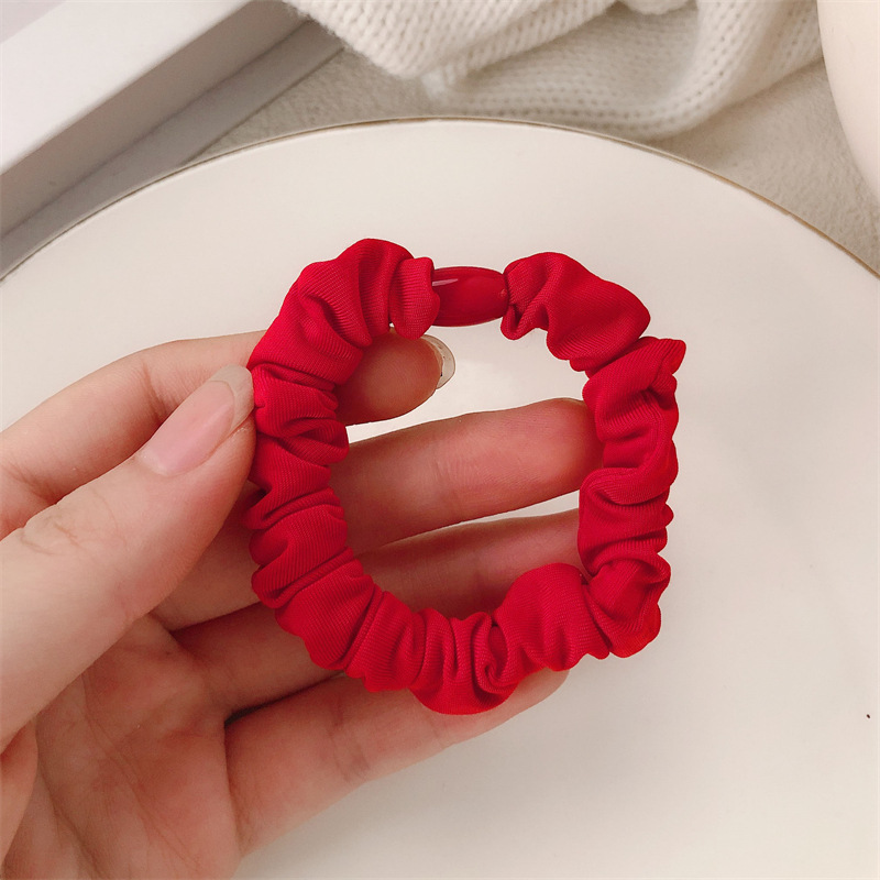 Año Nuevo chino rojo rojo anillo de pelo del intestino delgado temperamento simple correa de cabello de correa de cabello de mujer cuerda bola de cabello adornamiento de cabello