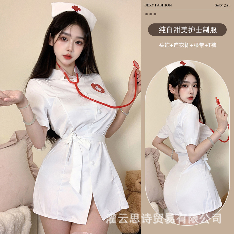 화이트 [헤어액세서리+드레스+벨트+T바지]