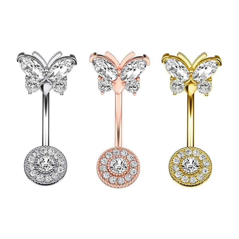 Popular amazon mariposa bajo ronda zircon ombligo anillo ombligo uñas cuerpo piercing joyería ombligo hebilla mariposa image 6