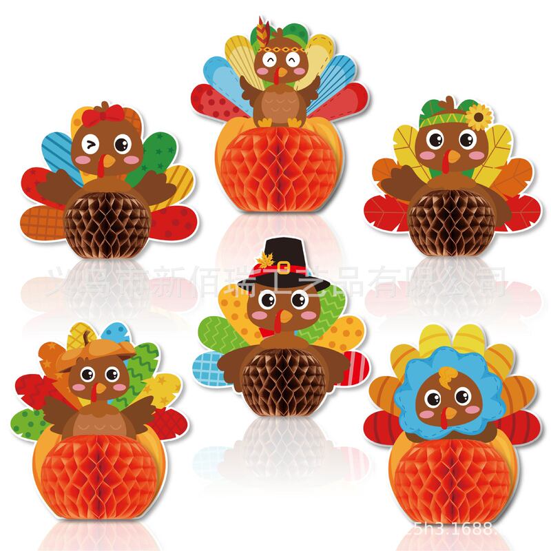 Thanksgiving Themed Party Turkey Honeycomb Decorations Autumn Harvest Festival Turkey Honeycomb Holiday Scene Arrangement