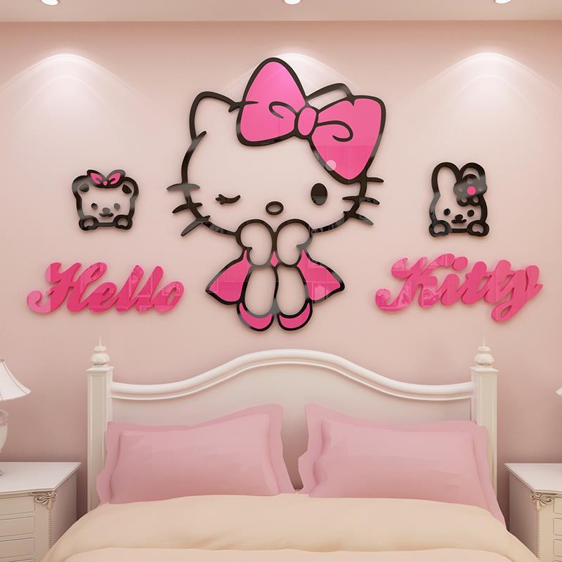 KIT06 KT猫 2088款 卡通墙贴3d立体卧室女孩房贴纸亚克力款墙贴