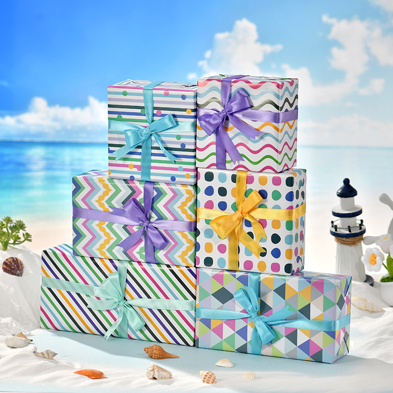 Amazon nueva colorida serie geométrica Día de San Valentín papel de regalo de cumpleaños papel de regalo de vacaciones papel de regalo al por mayor