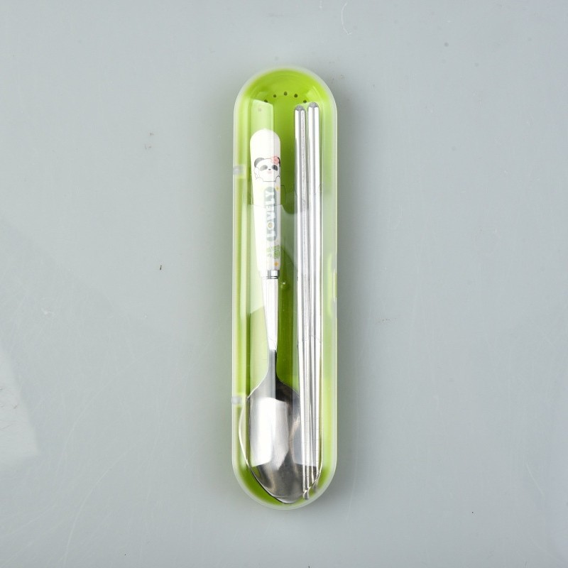 Animal encantador portátil para llevar estudiantes cucharas de comidas dormitorios escolares cucharas de cubierta de cubierta set