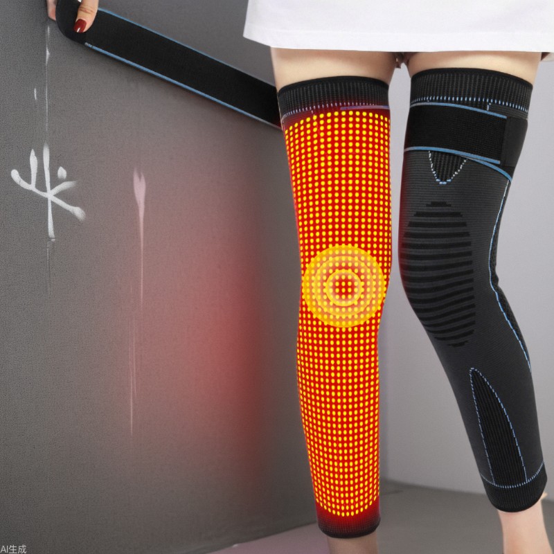 Tiktok popular en stock alargado cálido rótula de punto antideslizante felpa encaje-up presión ajenjo rótula cubierta de la pierna