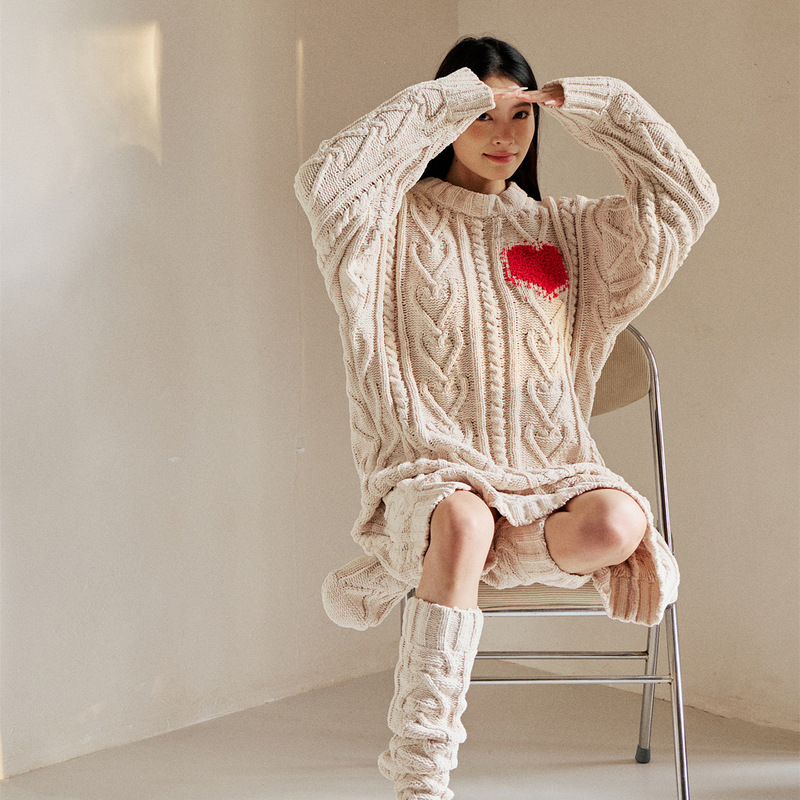 2025 Chenille Knitted Home Clothes + Socks-Wentara L Warm Girl Home Clothes Home Suit