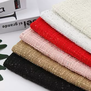 工厂现货粗纺亮片小香风面料批发春秋冬毛呢面料粗花呢秋冬布料