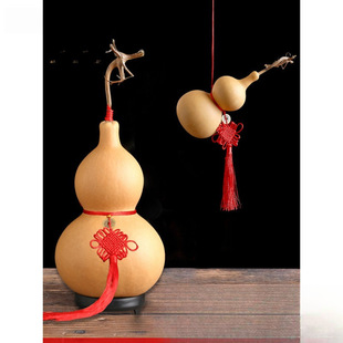Natural Gourd Pendant with Faucet, Open-Ended Wooden Gourd Ornament for Living Room or Office Decoration