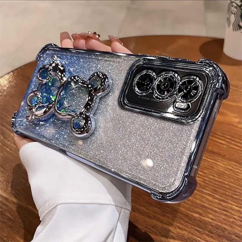 Aplicable para oppo A3pro cuatro ángulos a prueba de caídas caso de teléfono móvil A5X polvo flash violento oso goma suave RealmeC75 funda protectora