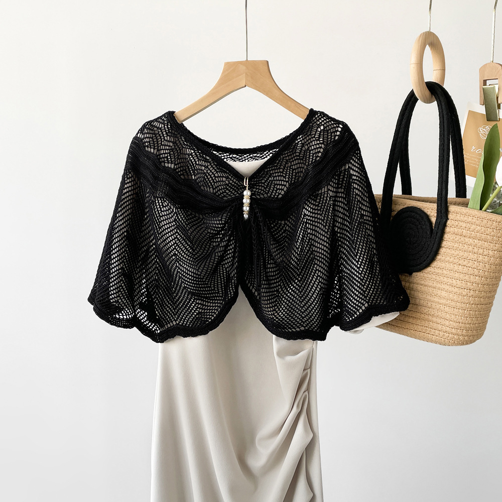 Neuer Sonnenschutz-Strickschal aus Eisseide, hochwertiges Seidenschal-Set für Damen, Kopftuch, Armschal (mit Seidenschal-Schnalle)_voghion.com
