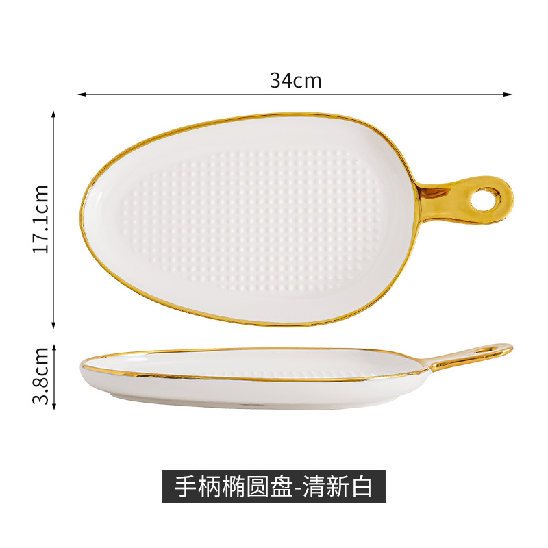 Nórdico creativo de cerámica plato de comida occidental plato de carne plato de ensalada de pizza postre hogar plato de desayuno con mango vajilla