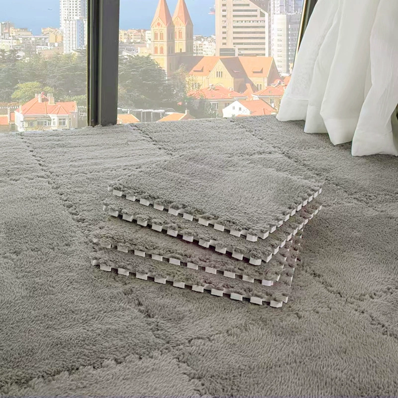 Plush Puzzle Carpet Tile, 30×30 cm, Soft Shag Surface, Interlocking Foam Mat