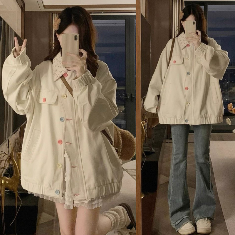 Dopamine Sweet Niche Floral Lapel Jacket for Women, Spring and Autumn 2025 New Design, Loose Trendy Brand Coat Dopamine Sweet Niche Floral Lapel Jacket for Women, Spring and Autumn 2025 New Design, Loose Trendy Brand Coat