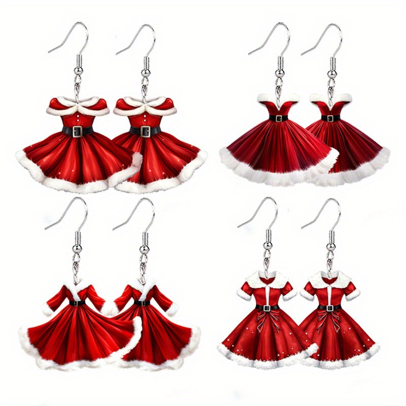 Party, Festival Occasion 1 Pair Christmas Casual Dresses Printing Arylic Drop Earrings