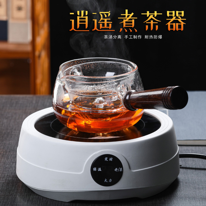 高硼硅玻璃煮茶壶旋转过滤内胆烧茶壶侧把功夫泡茶壶可定制
