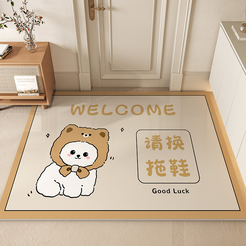 Entrance Door Floor Mat Cartoon Door Dirty-Resistant No-Wash Erasable Foot Mat Household Leather Waterproof Wear-Resistant Non-Slip Floor Mat