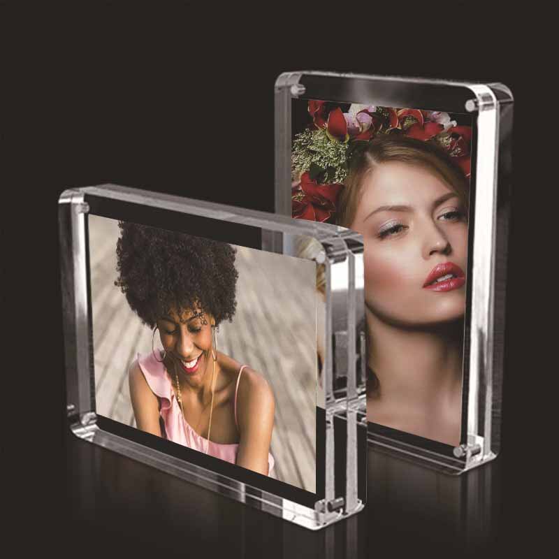 Factory wholesale magnetic double-sided transparent goo card brick 3 inch square 7 inch Table A4 poster acrylic picture frame photo frame