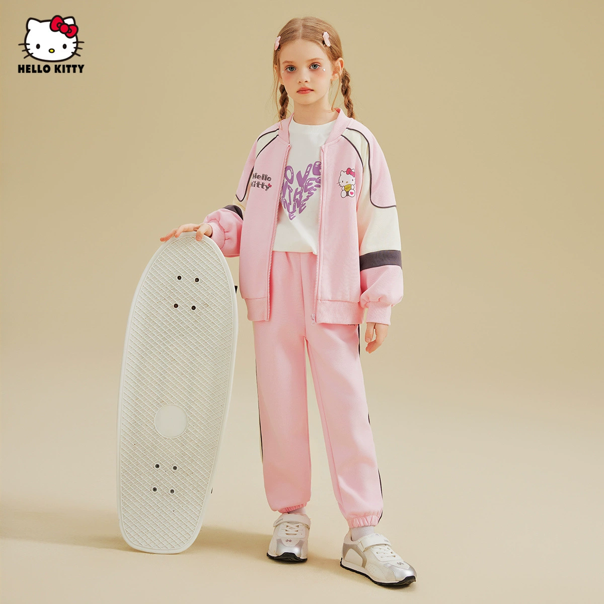 HelloKitty девушки весенний и осенний спортивный стиль набор из двух частей 2025 новый сладкий женский костюм Hello Kitty