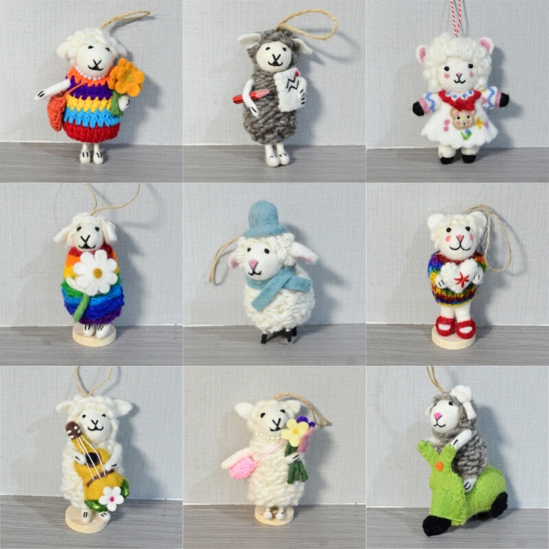 Nepalese Handmade Wool Felt Pendant White Sheep Bag Charm Keychain Car Decoration Cute Little Sheep Accessory Gift