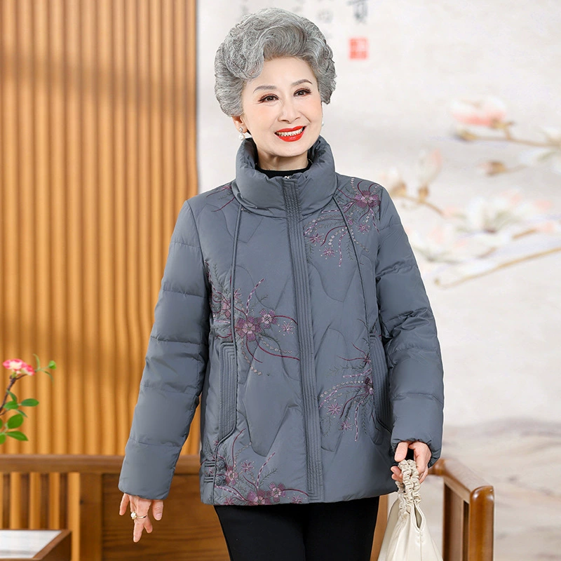 2024 среднего и пожилого возраста пуховик вышивка теплая мама зимний пуховик пиджак бабушкины зимний пуховик