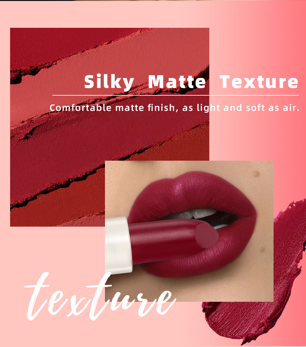QIBEST Moisturizing matte new Color Lipstick has a velvety misty texture that is not easy to fade and lasts long. It is a cross-border nude color lipstick Item Picture