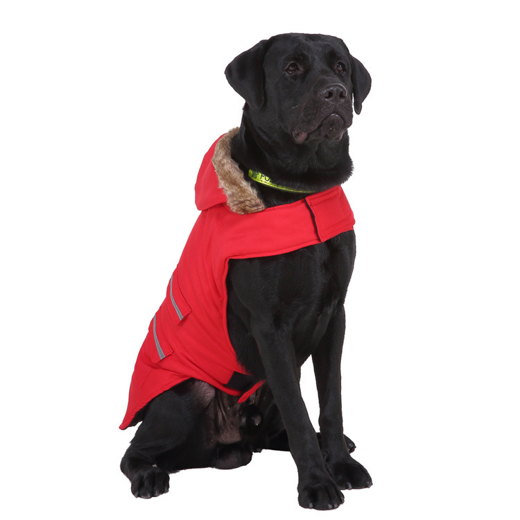 Casaco refletor para cães grandes com capuz para inverno_voghion.com