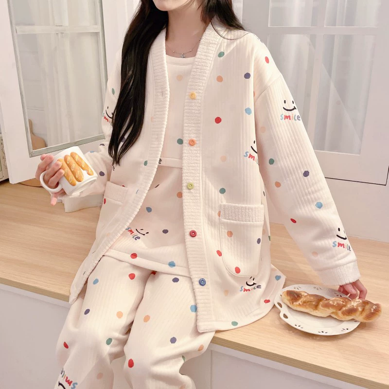 Весенний и зимний набор из трех частей воздушного хлопка для послеродового кормления