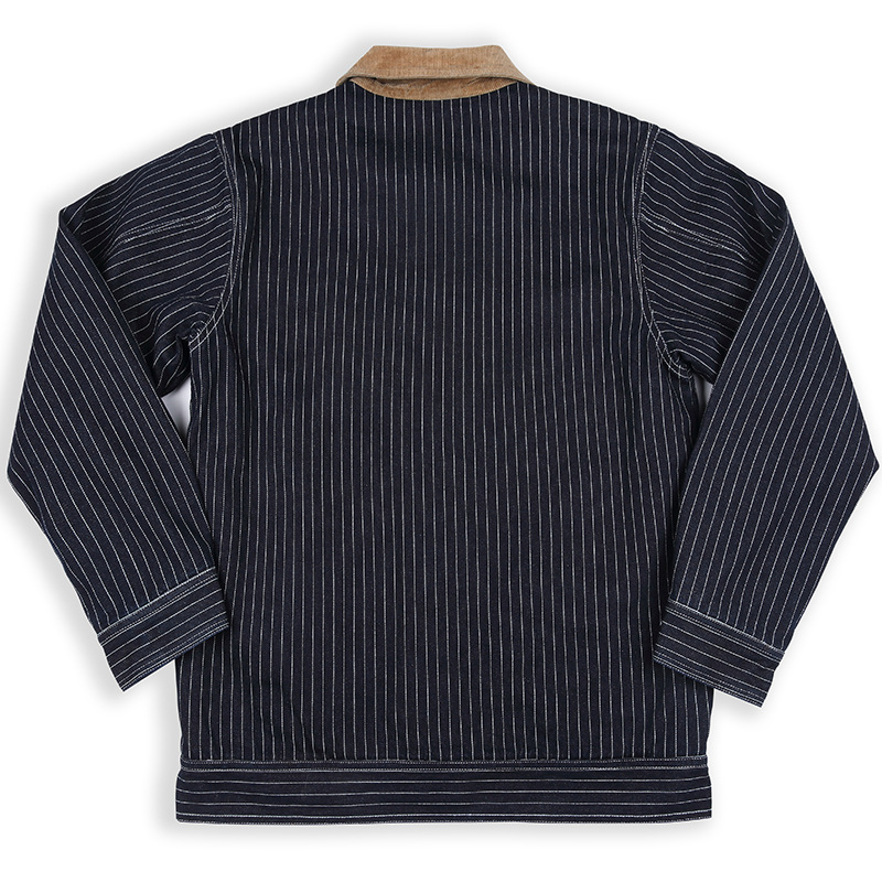 OKONKWO chaqueta vaquera de color primario para hombre engrosada chaqueta de pana de cuadros multi-bolsa chaqueta de rayas