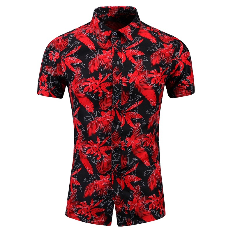 2023 Herren Slim Fit bedrucktes Kurzarmhemd, übergroßes, modisches, lässiges Strandhemd_voghion.com